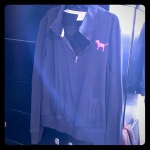 Pullover half zip hood less hoodie